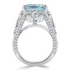 14.22 CT Emerald Cut Aquamarine Engagement Ring in Rhodium Plated Sterling Silver