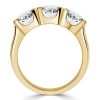Cushion Cut White Sapphire 3 Stone Engagement Ring in 18K Gold Plated Sterling Silver