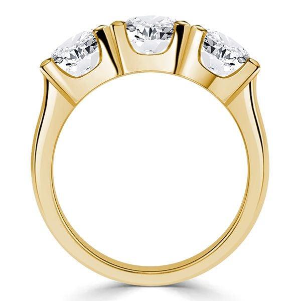 Cushion Cut White Sapphire 3 Stone Engagement Ring in 18K Gold Plated Sterling Silver