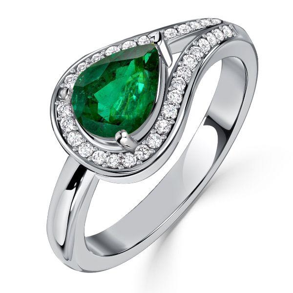 Pear Emerald & Sapphire Ring - 925 Sterling Silver Promise Ring