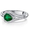 Pear Emerald & Sapphire Ring - 925 Sterling Silver Promise Ring