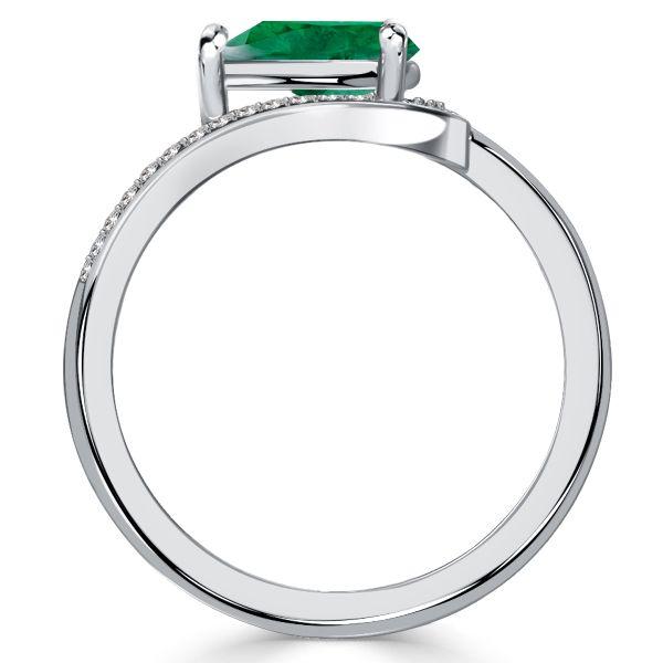 Pear Emerald & Sapphire Ring - 925 Sterling Silver Promise Ring