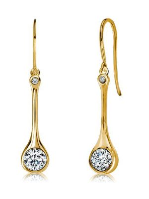 White Sapphire Skinny Drop Earrings in Sterling Silver - Elegant Dangle Earrings