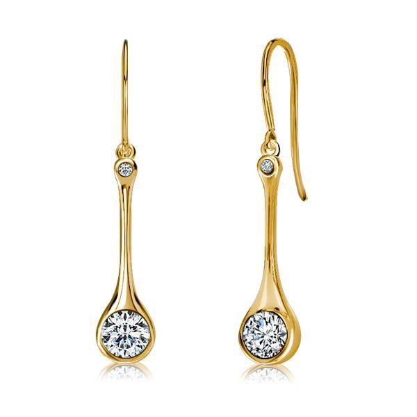 White Sapphire Skinny Drop Earrings in Sterling Silver - Elegant Dangle Earrings