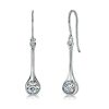 White Sapphire Skinny Drop Earrings in Sterling Silver - Elegant Dangle Earrings
