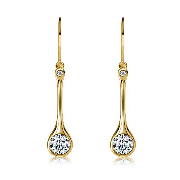 White Sapphire Skinny Drop Earrings in Sterling Silver - Elegant Dangle Earrings