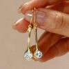White Sapphire Skinny Drop Earrings in Sterling Silver - Elegant Dangle Earrings