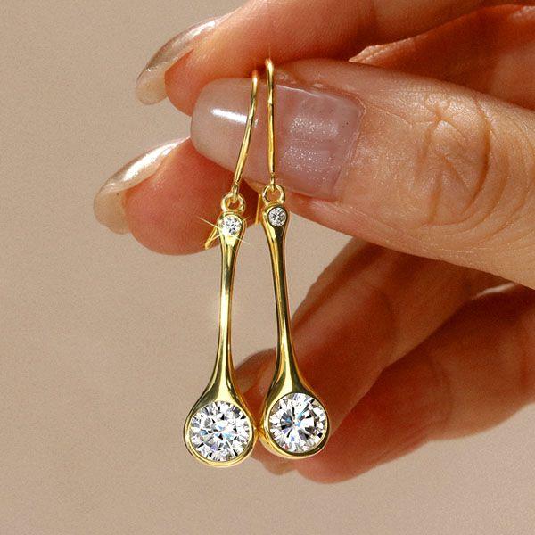 White Sapphire Skinny Drop Earrings in Sterling Silver - Elegant Dangle Earrings