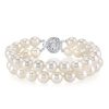 Double Row White Pearl Bracelet - 925 Sterling Silver, 9mm Pearls