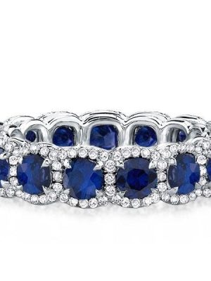 Halo Created Round Diamond Wedding Band 3.00 CT. TW. in Sterling Silver