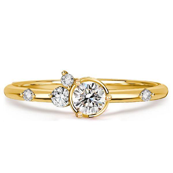 White Sapphire Flurry Engagement Ring in Sterling Silver Bezel Setting