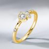 White Sapphire Flurry Engagement Ring in Sterling Silver Bezel Setting