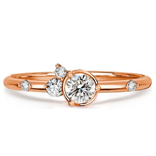 White Sapphire Flurry Engagement Ring in Sterling Silver Bezel Setting