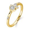 White Sapphire Flurry Engagement Ring in Sterling Silver Bezel Setting