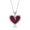 Two-Tone Garnet Heart Pendant Necklace for Women in Rhodium-Plated Sterling Silver