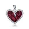 Two-Tone Garnet Heart Pendant Necklace for Women in Rhodium-Plated Sterling Silver