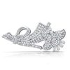 Art Deco Flower Brooch for Women in Sterling Silver with 2.15 CT. TW Stones