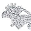 Art Deco Flower Brooch for Women in Sterling Silver with 2.15 CT. TW Stones