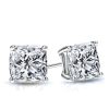 Cushion Cut White Sapphire Stud Earrings in Sterling Silver
