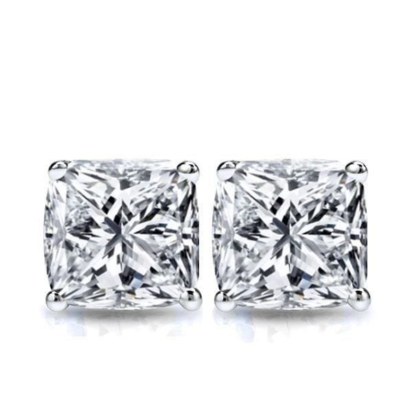 Cushion Cut White Sapphire Stud Earrings in Sterling Silver