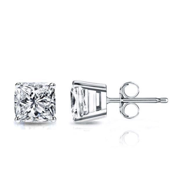 Cushion Cut White Sapphire Stud Earrings in Sterling Silver
