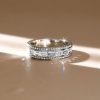 Channel Set Emerald Cut Half Eternity Wedding Band in Sterling Silver with 1.38 CT. TW. Accents