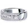 Channel Set Emerald Cut Half Eternity Wedding Band in Sterling Silver with 1.38 CT. TW. Accents