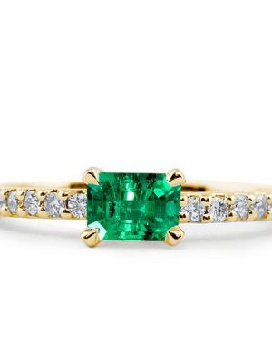 Emerald Cut Green Sapphire Ring - 18K Gold Plated Sterling Silver Band