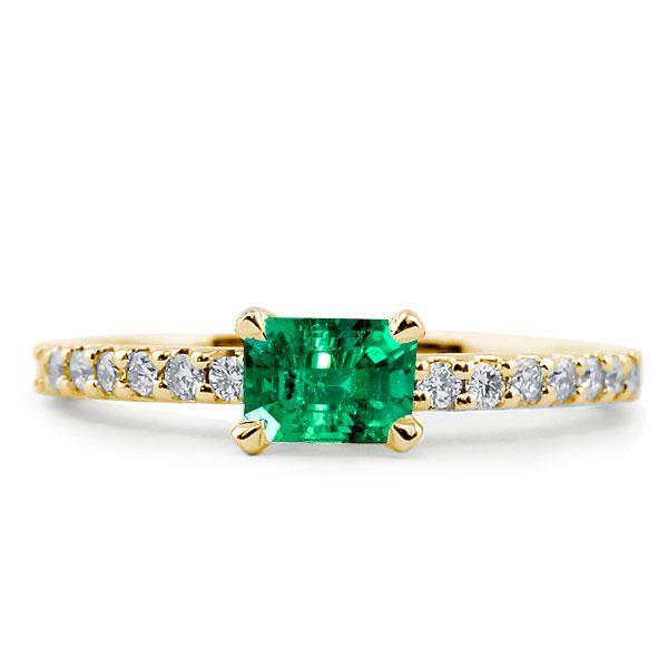 Emerald Cut Green Sapphire Ring - 18K Gold Plated Sterling Silver Band
