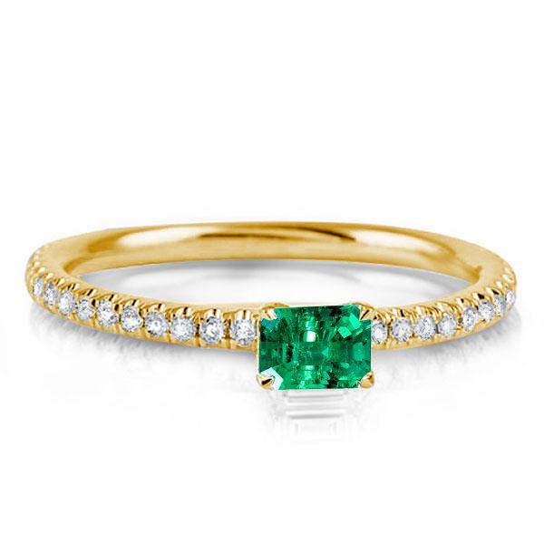Emerald Cut Green Sapphire Ring - 18K Gold Plated Sterling Silver Band