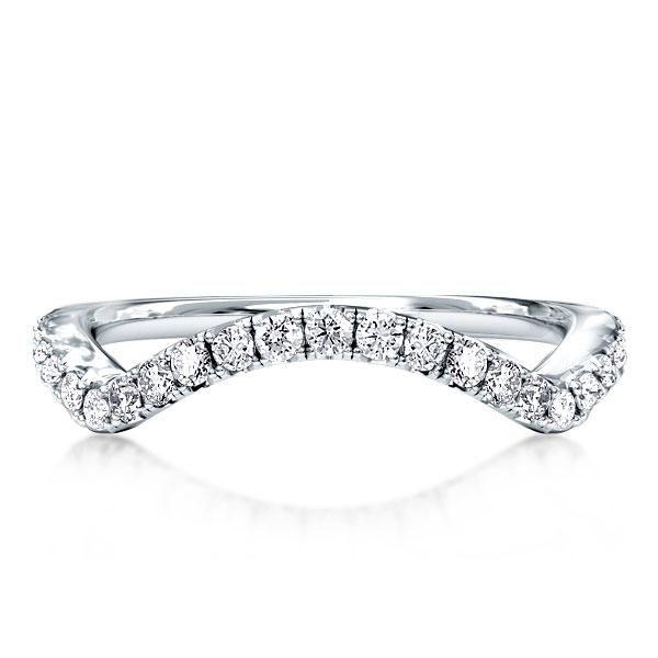 Wave Design Sterling Silver Wedding Band - Three-Quarters Pattern, 1 CT. TW.