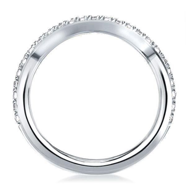 Wave Design Sterling Silver Wedding Band - Three-Quarters Pattern, 1 CT. TW.
