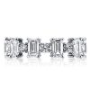 Alternating Emerald Cut and Round Stone Eternity Band in 925 Sterling Silver