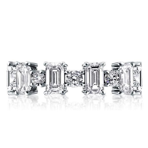 Alternating Emerald Cut and Round Stone Eternity Band in 925 Sterling Silver