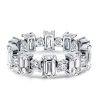 Alternating Emerald Cut and Round Stone Eternity Band in 925 Sterling Silver