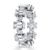 Alternating Emerald Cut and Round Stone Eternity Band in 925 Sterling Silver