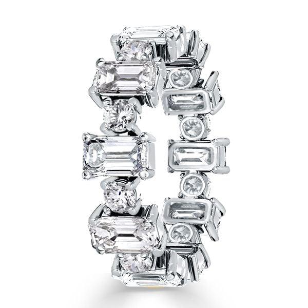 Alternating Emerald Cut and Round Stone Eternity Band in 925 Sterling Silver