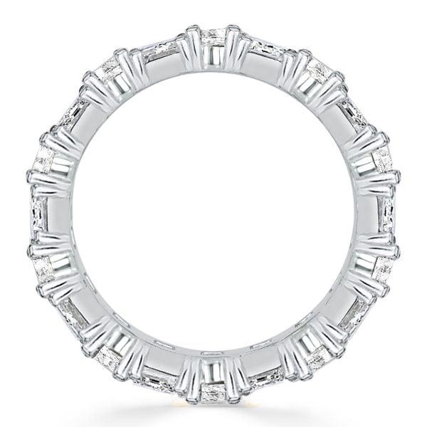 Alternating Emerald Cut and Round Stone Eternity Band in 925 Sterling Silver
