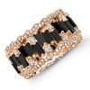 Baguette Cut Black Eternity Wedding Band in Rose Gold Plated Sterling Silver for Women
