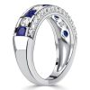 Blue & White Sapphire Sterling Silver Half Eternity Band Ring