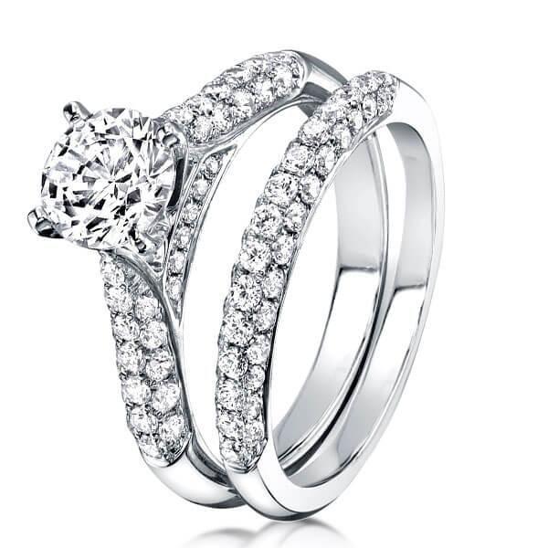 Sterling Silver Bridal Ring Set - 2.56 CT. TW. Cubic Zirconia