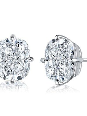 Cushion Cut Sterling Silver Solitaire Stud Earrings - 8.0 CT TW