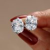 Cushion Cut Sterling Silver Solitaire Stud Earrings - 8.0 CT TW