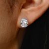 Cushion Cut Sterling Silver Solitaire Stud Earrings - 8.0 CT TW