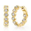Round Cut Honeycomb Hoop Earrings for Women - 925 Sterling Silver