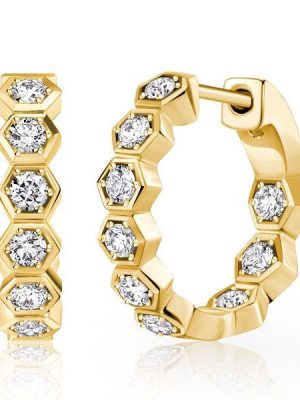 Round Cut Honeycomb Hoop Earrings for Women - 925 Sterling Silver