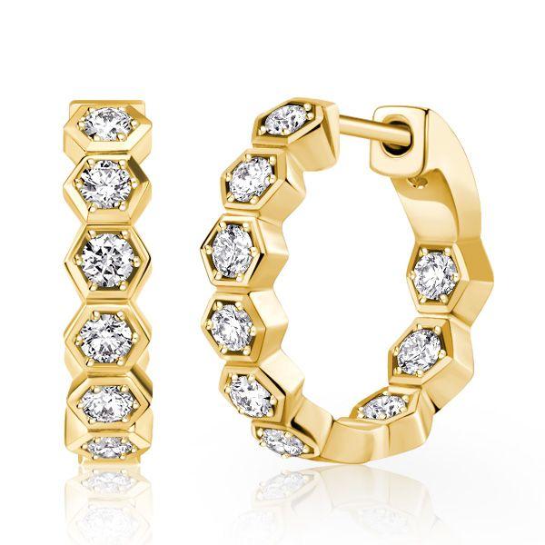 Round Cut Honeycomb Hoop Earrings for Women - 925 Sterling Silver