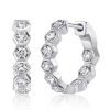 Round Cut Honeycomb Hoop Earrings for Women - 925 Sterling Silver