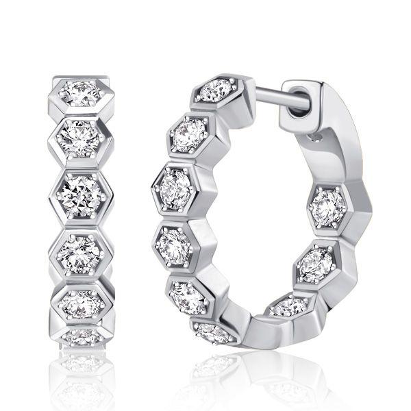 Round Cut Honeycomb Hoop Earrings for Women - 925 Sterling Silver