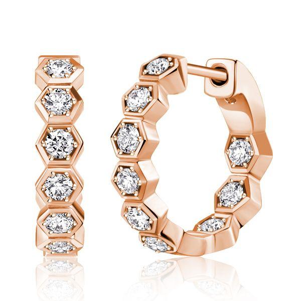 Round Cut Honeycomb Hoop Earrings for Women - 925 Sterling Silver